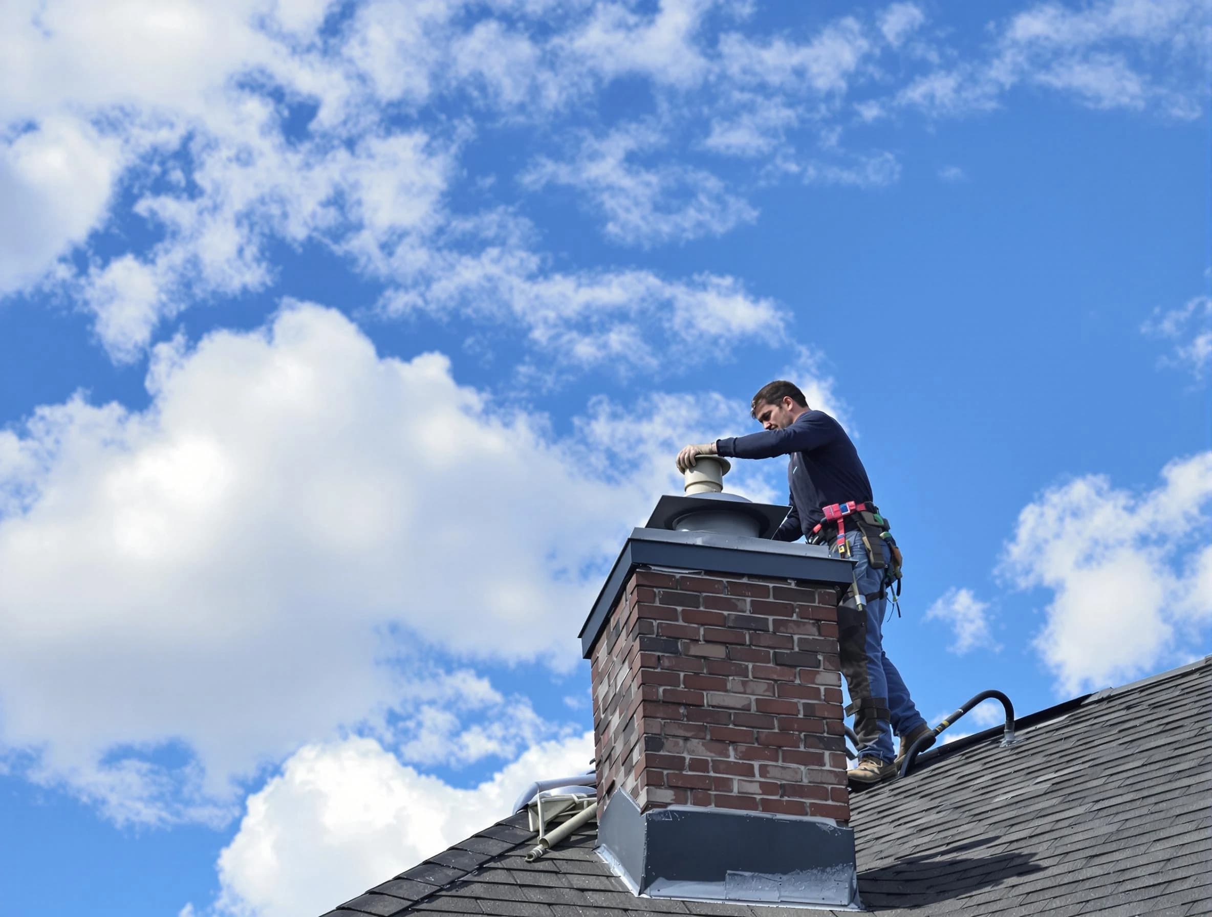 East Orange Chimney Sweep installing a sturdy chimney cap in East Orange, NJ