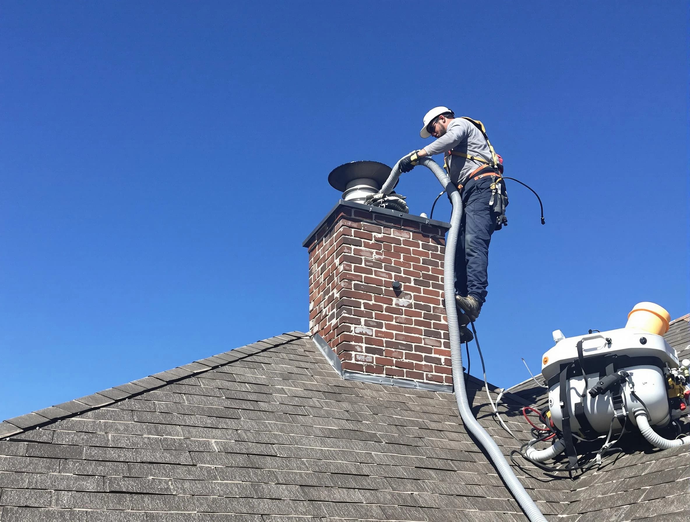 Dedicated East Orange Chimney Sweep team member cleaning a chimney in East Orange, NJ