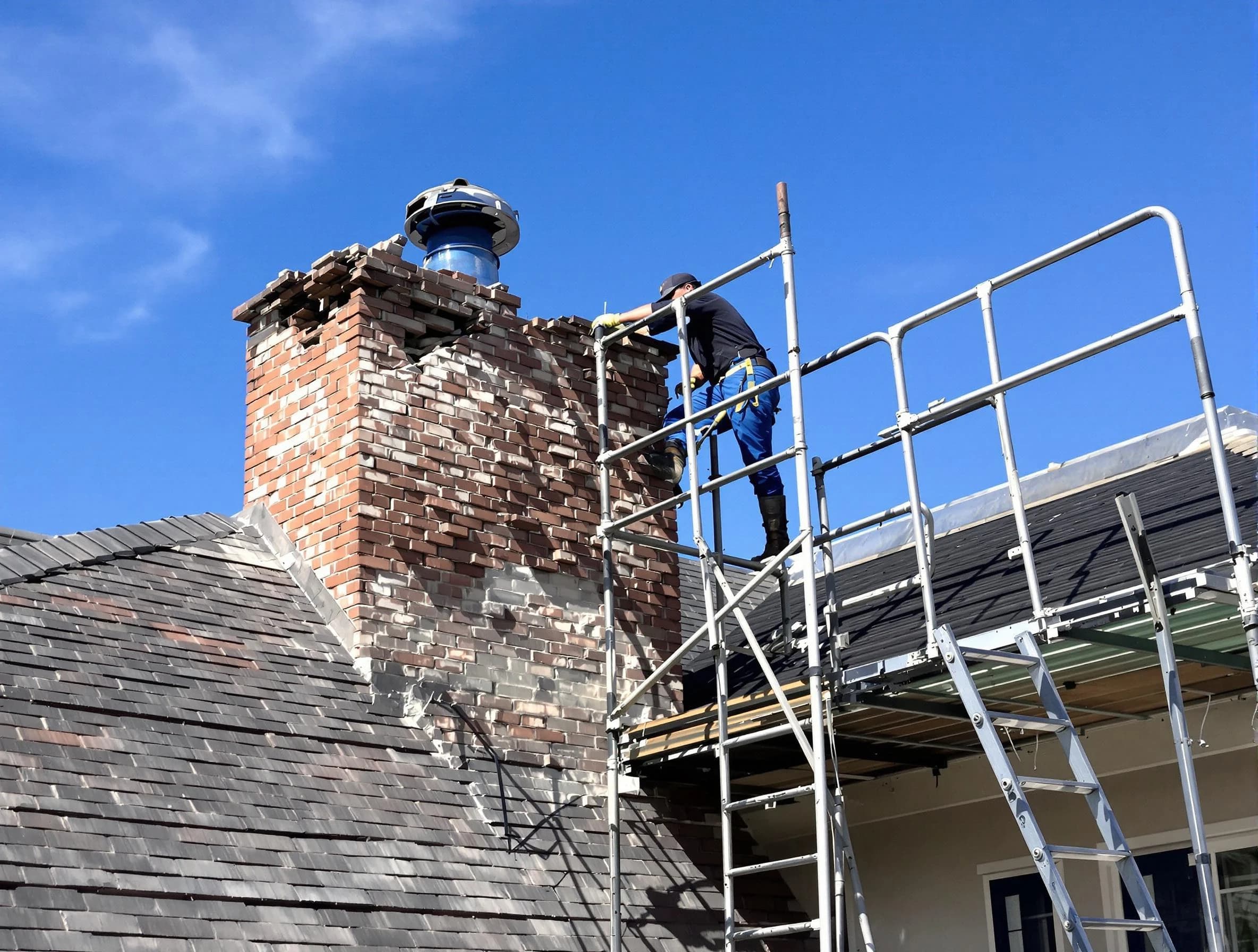 Rebuilding a chimney structure by East Orange Chimney Sweep in East Orange, NJ