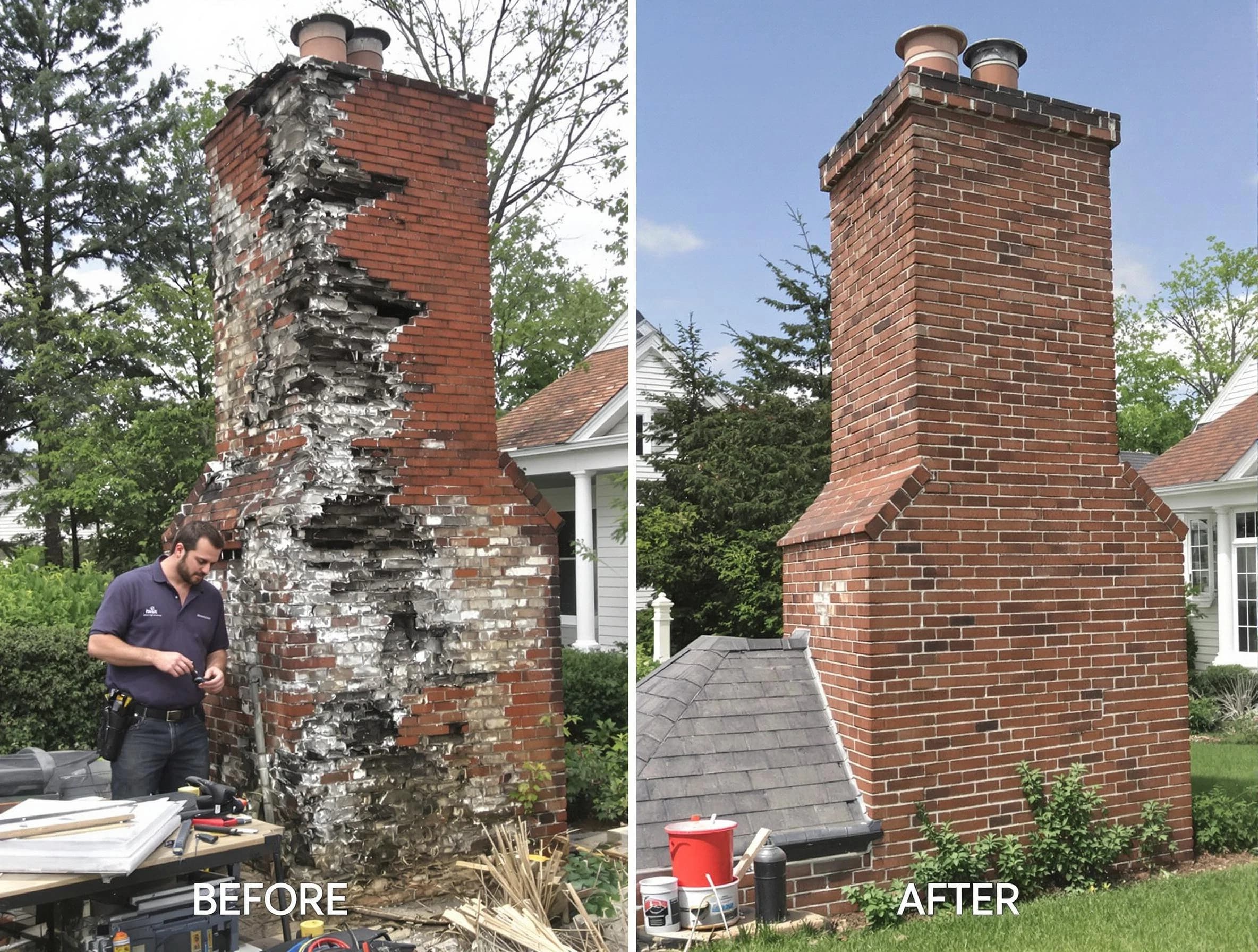 East Orange Chimney Sweep performing a full chimney restoration in East Orange, NJ