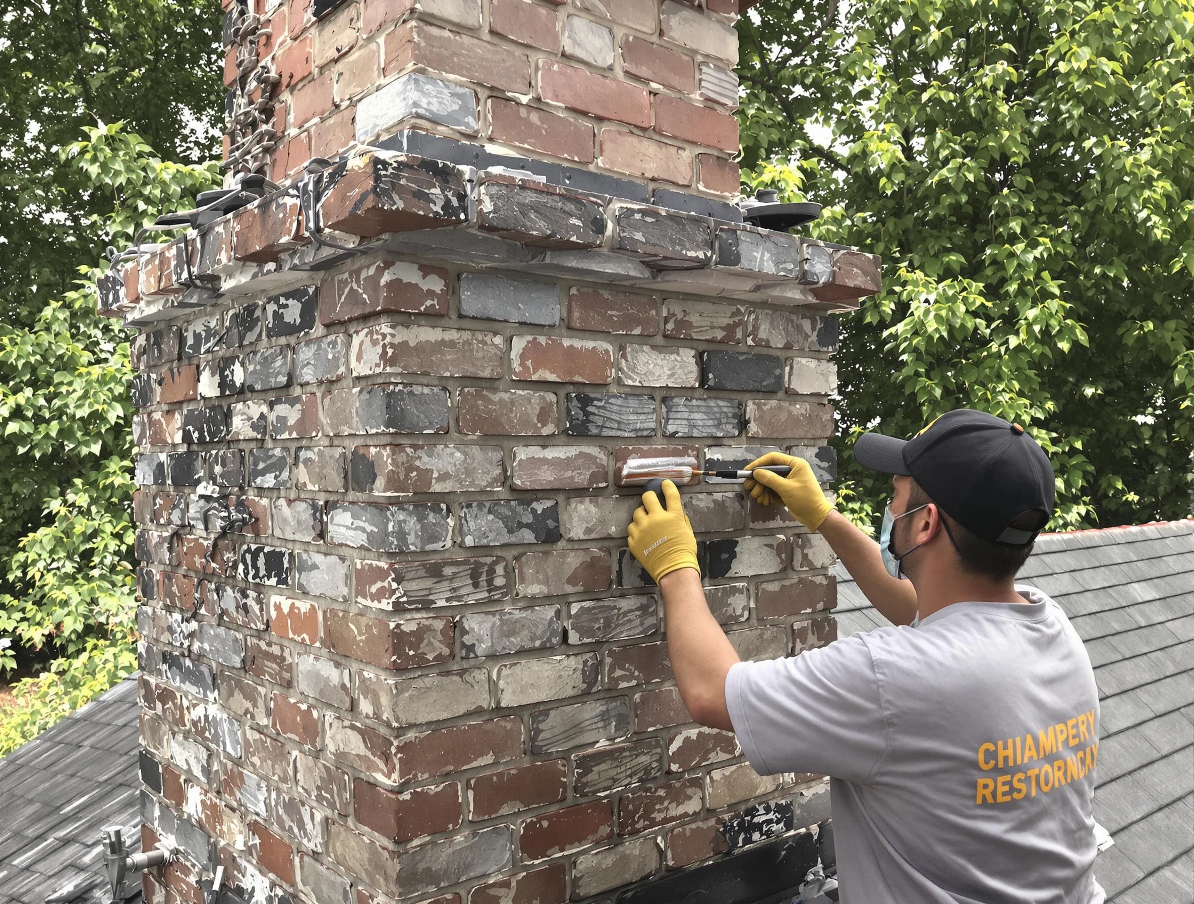 In-progress chimney restoration by East Orange Chimney Sweep in East Orange, NJ