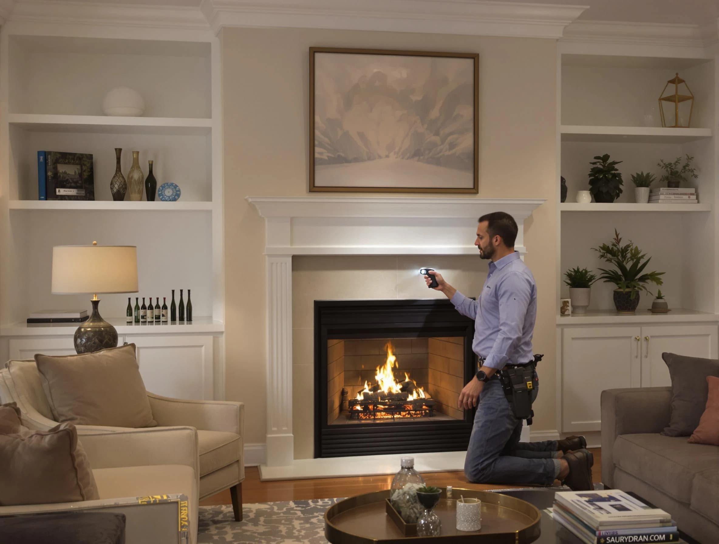 East Orange Chimney Sweep conducting a fireplace safety inspection in East Orange, NJ