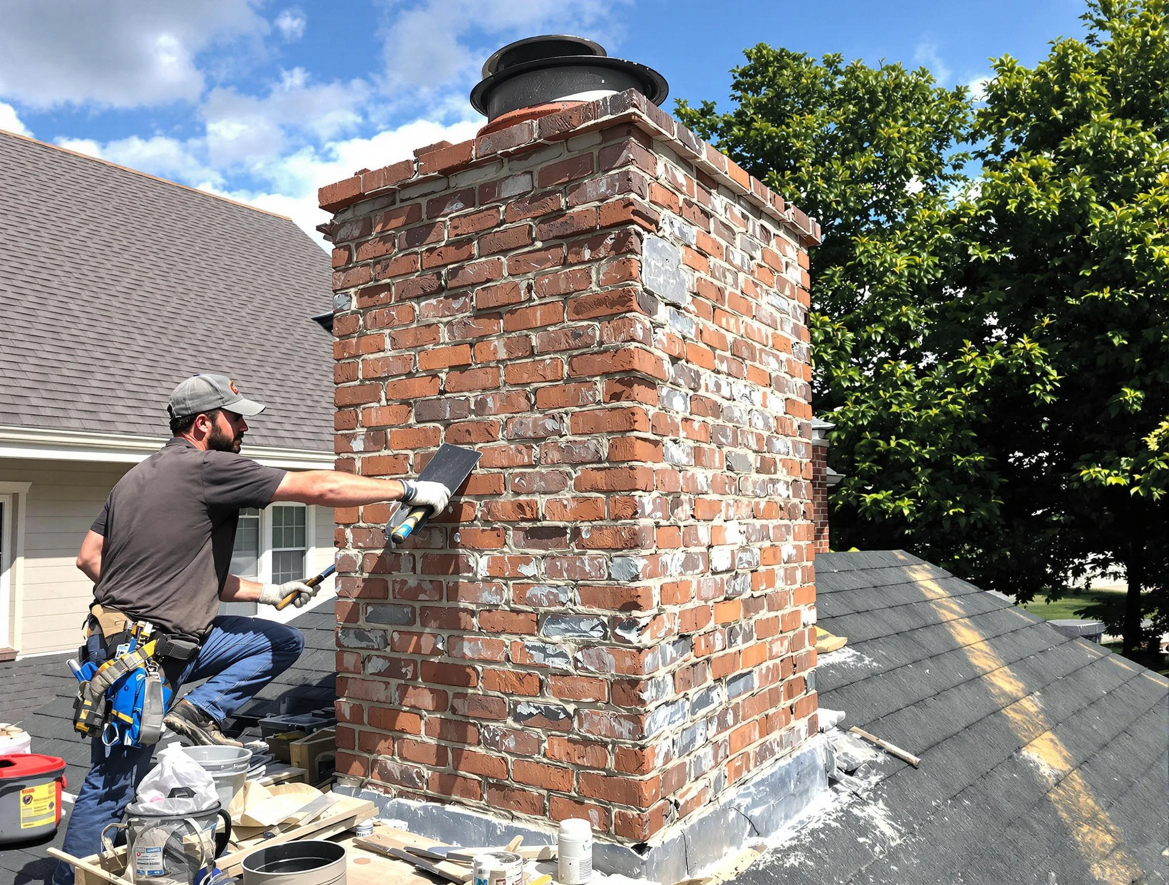 Completed chimney rebuild by East Orange Chimney Sweep in East Orange, NJ