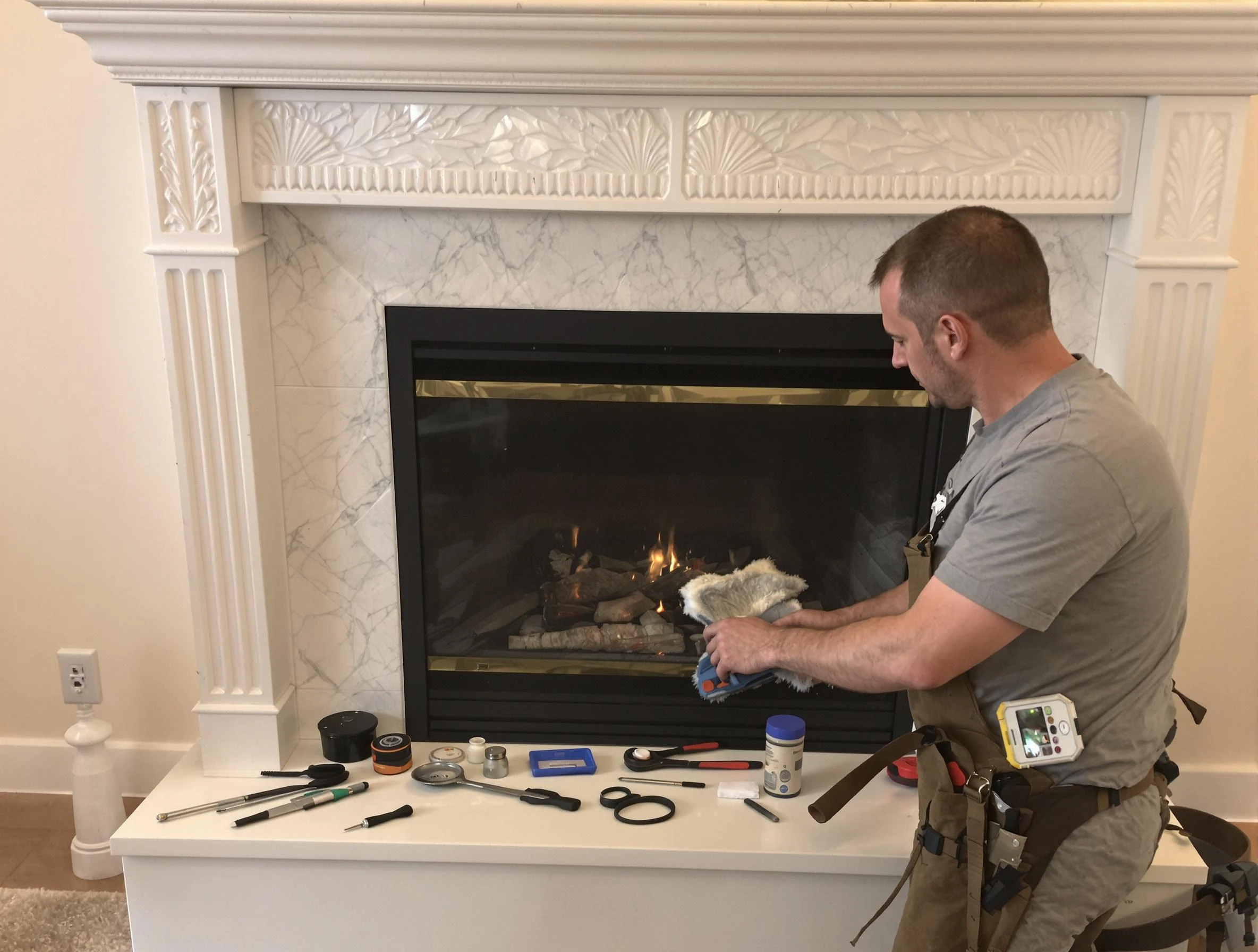 East Orange Chimney Sweep performing fireplace maintenance in East Orange, NJ